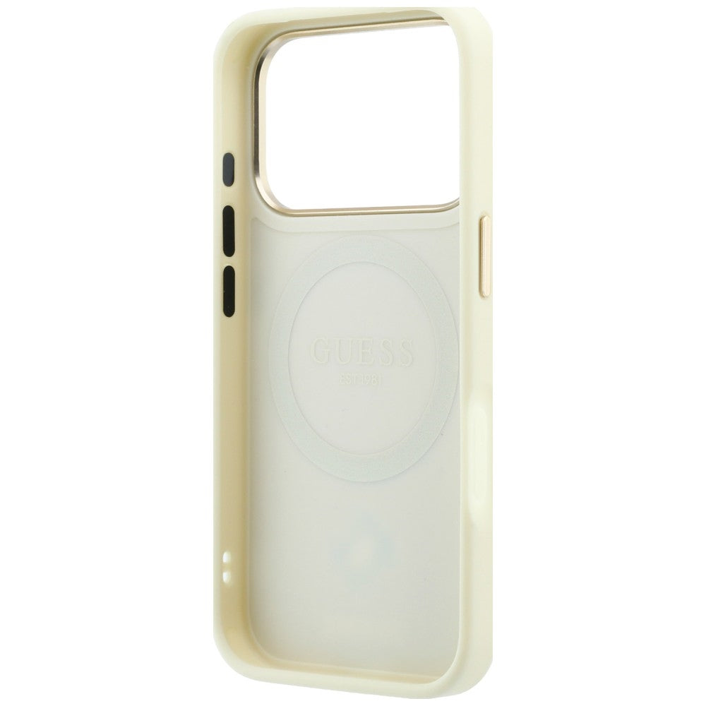 MagSafe-deksel for Apple iPhone 18 Pro / 17 Pro, Guess, Stripe Peony 4G, Beige