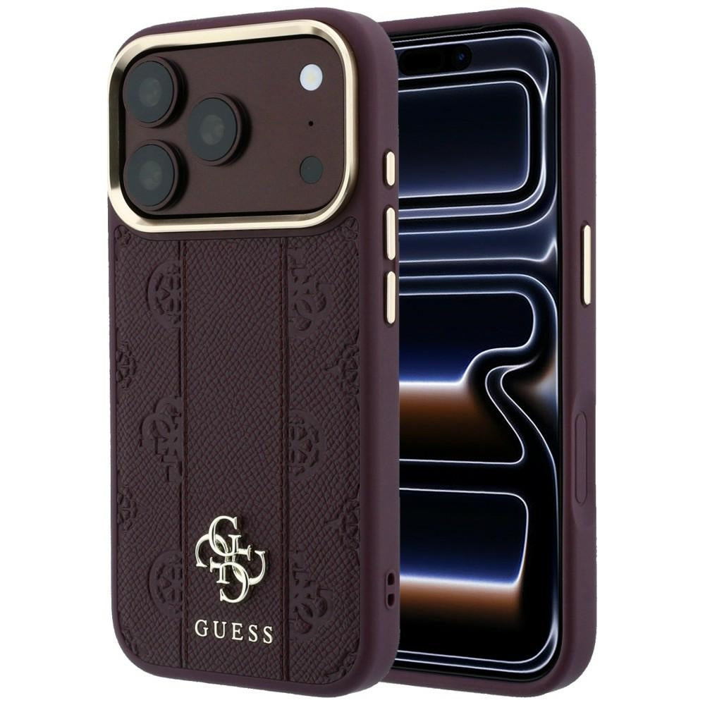 MagSafe-deksel for Apple iPhone 18 Pro / 17 Pro, Guess, Stripe Peony 4G, Burgunder
