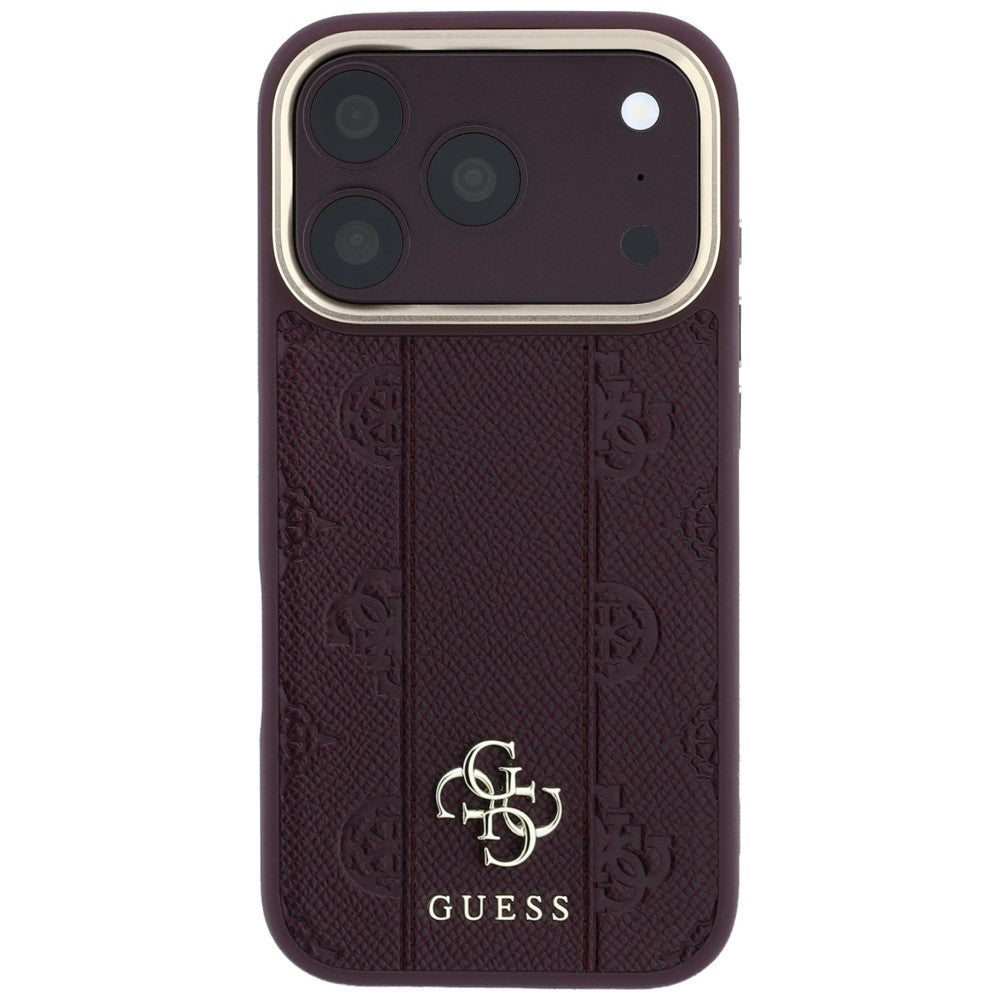 MagSafe-deksel for Apple iPhone 18 Pro / 17 Pro, Guess, Stripe Peony 4G, Burgunder