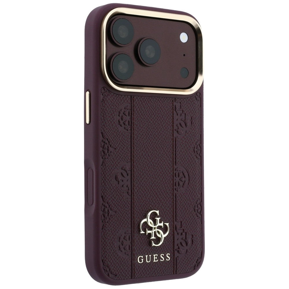 MagSafe-deksel for Apple iPhone 18 Pro / 17 Pro, Guess, Stripe Peony 4G, Burgunder
