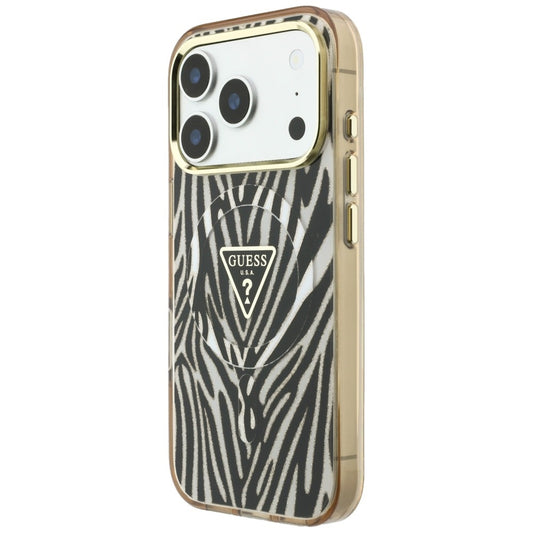 MagSafe-deksel for Apple iPhone 18 Pro / 17 Pro, Guess, Zebra Glitter Triangle Logo, Gull