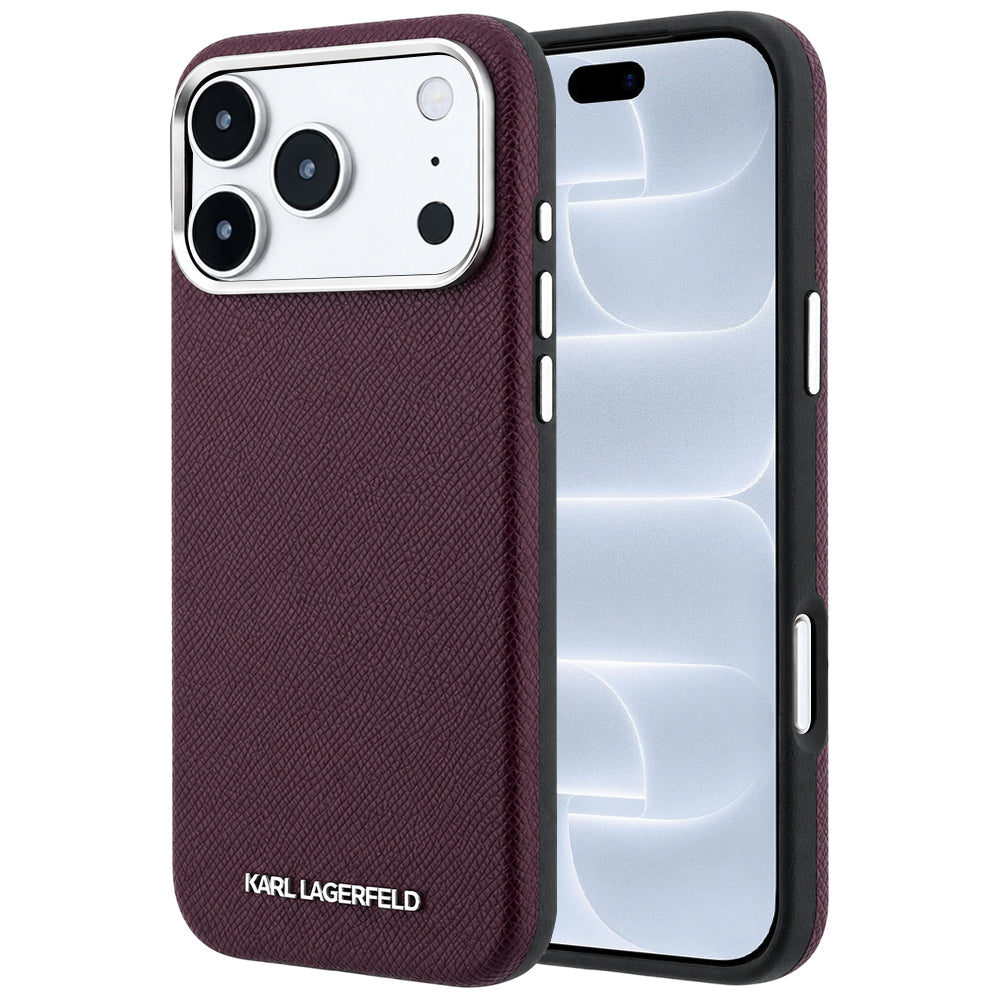 MagSafe-deksel for Apple iPhone 18 Pro / 17 Pro, Karl Lagerfeld, Kornet forlenget logo, Burgunder