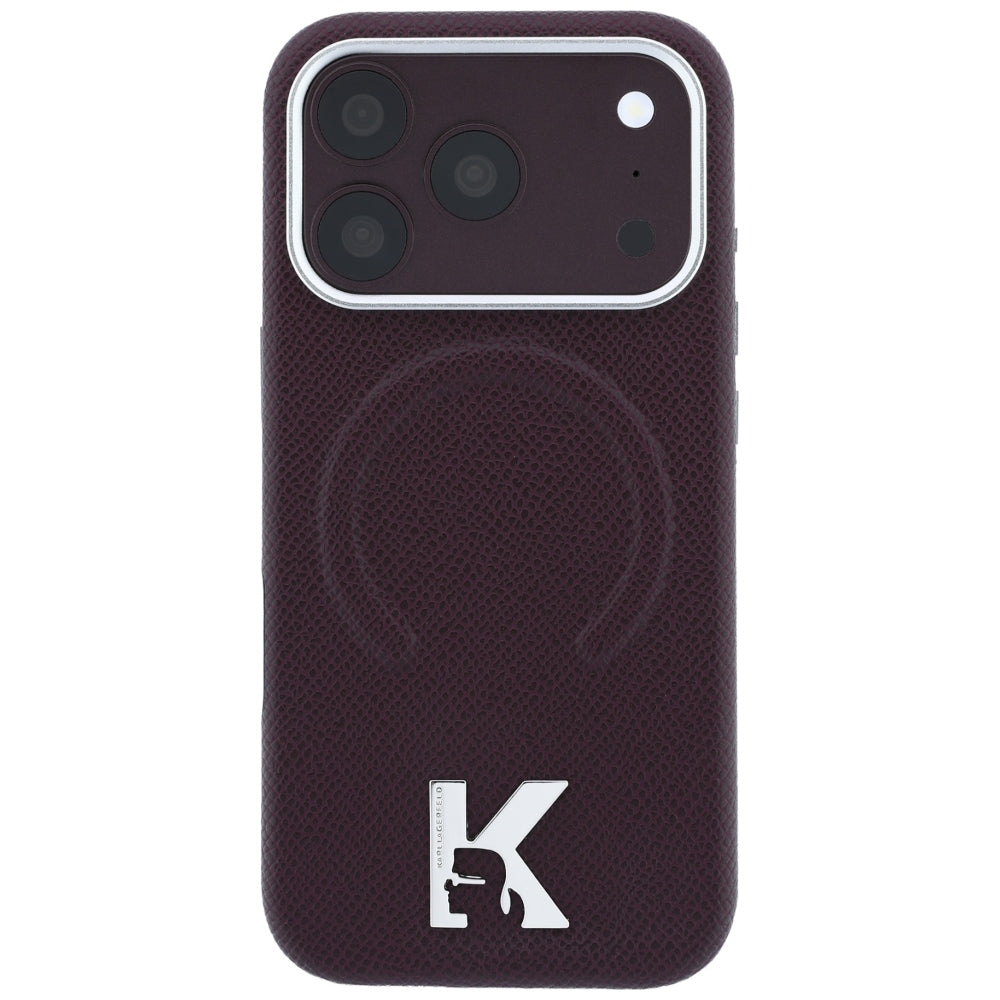 MagSafe-deksel for Apple iPhone 18 Pro / 17 Pro, Karl Lagerfeld, Kornet preget ring, Burgunder