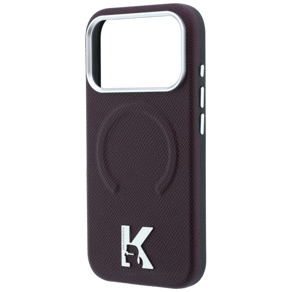 MagSafe-deksel for Apple iPhone 18 Pro / 17 Pro, Karl Lagerfeld, Kornet preget ring, Burgunder