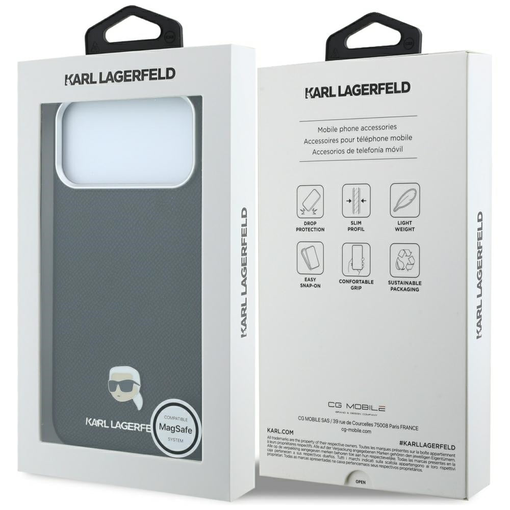 MagSafe-deksel for Apple iPhone 18 Pro / 17 Pro, Karl Lagerfeld, Kornet Karl Head's Metal, Svart