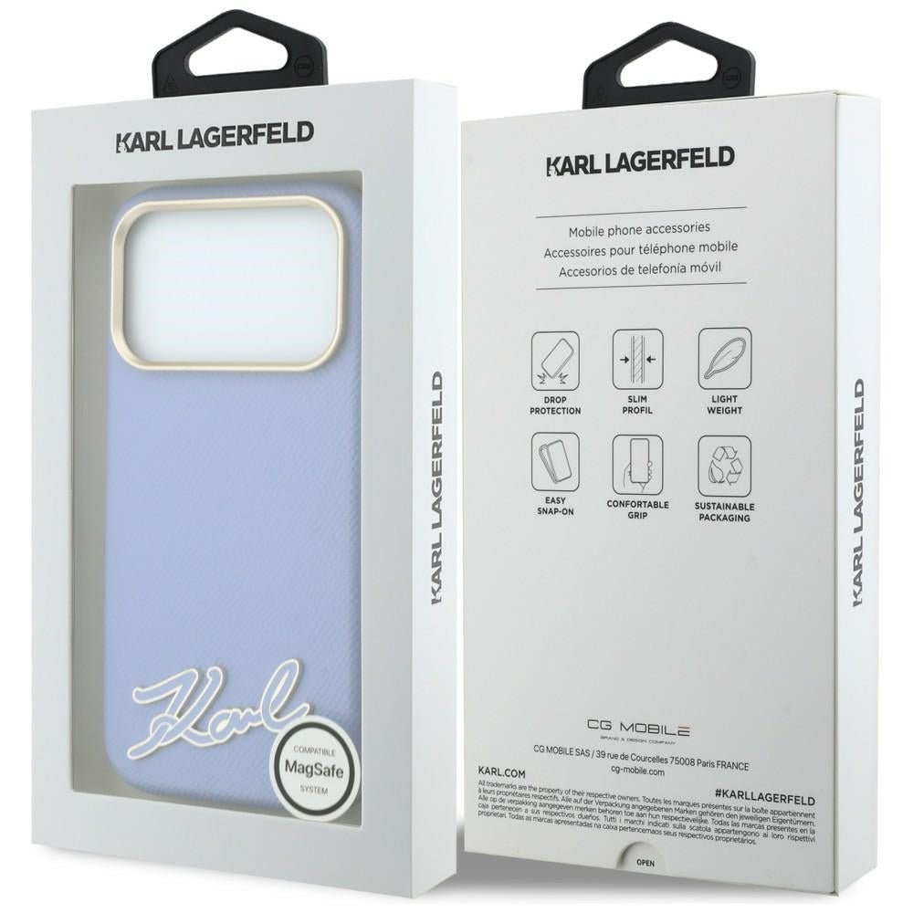 MagSafe-deksel for Apple iPhone 18 Pro / 17 Pro, Karl Lagerfeld, Kornet Harpiks Signaturlogo, Blå