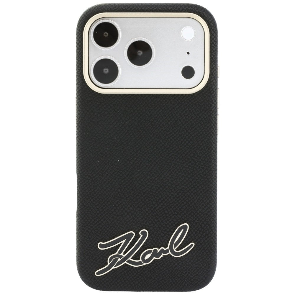 MagSafe-deksel for Apple iPhone 18 Pro / 17 Pro, Karl Lagerfeld, Kornet Harpiks Signaturlogo, Svart