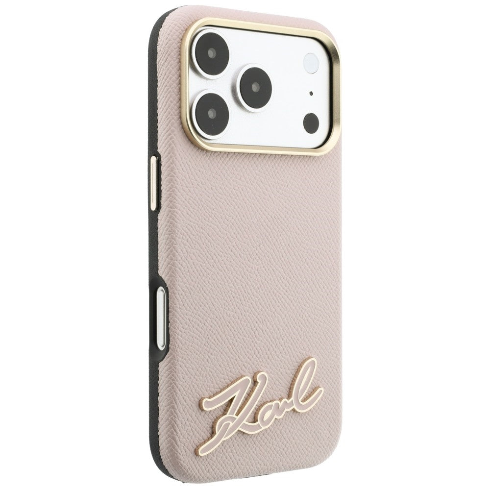 MagSafe-deksel for Apple iPhone 18 Pro / 17 Pro, Karl Lagerfeld, Kornet Harpiks Signaturlogo, Rosa
