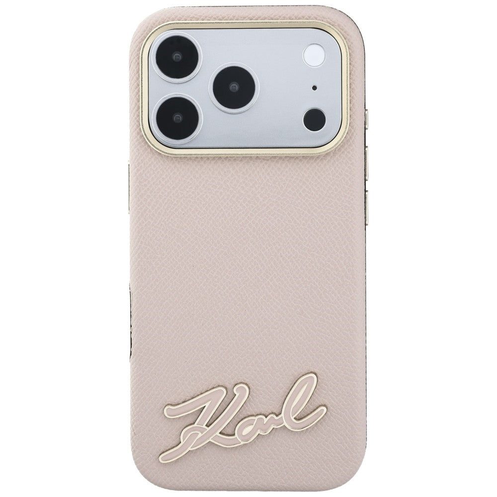 MagSafe-deksel for Apple iPhone 18 Pro / 17 Pro, Karl Lagerfeld, Kornet Harpiks Signaturlogo, Rosa