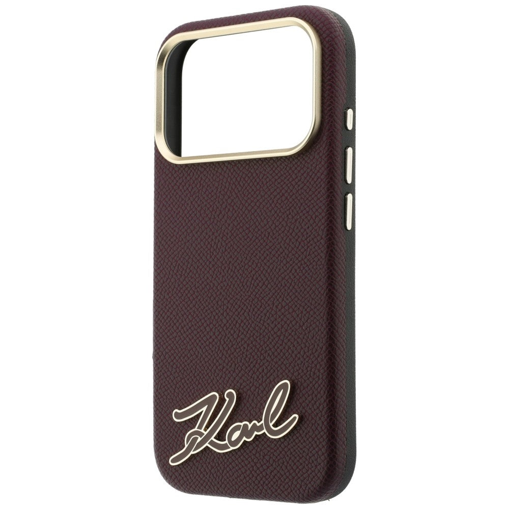 MagSafe-deksel for Apple iPhone 18 Pro / 17 Pro, Karl Lagerfeld, Kornet Harpiks Signaturlogo, Burgunder