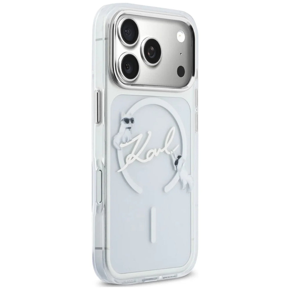 MagSafe-deksel for Apple iPhone 18 Pro / 17 Pro, Karl Lagerfeld, IML Choupette Karl Script Logo, Transparent