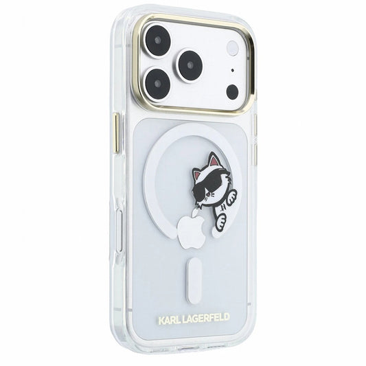 MagSafe-deksel for Apple iPhone 18 Pro / 17 Pro, Karl Lagerfeld, IML Peekaboo Print og metallramme, gjennomsiktig