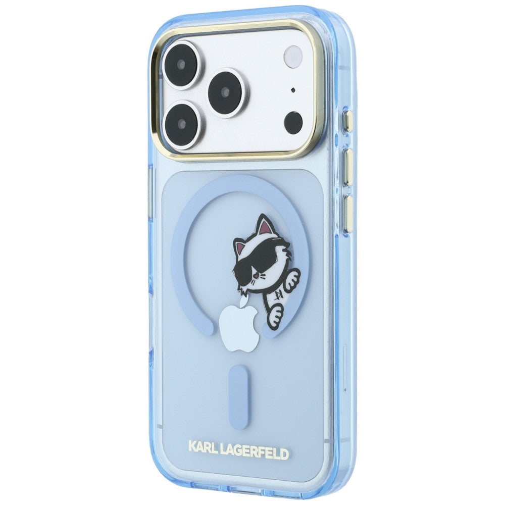 MagSafe-deksel for Apple iPhone 18 Pro / 17 Pro, Karl Lagerfeld, IML Peekaboo Print Metallramme, Blå