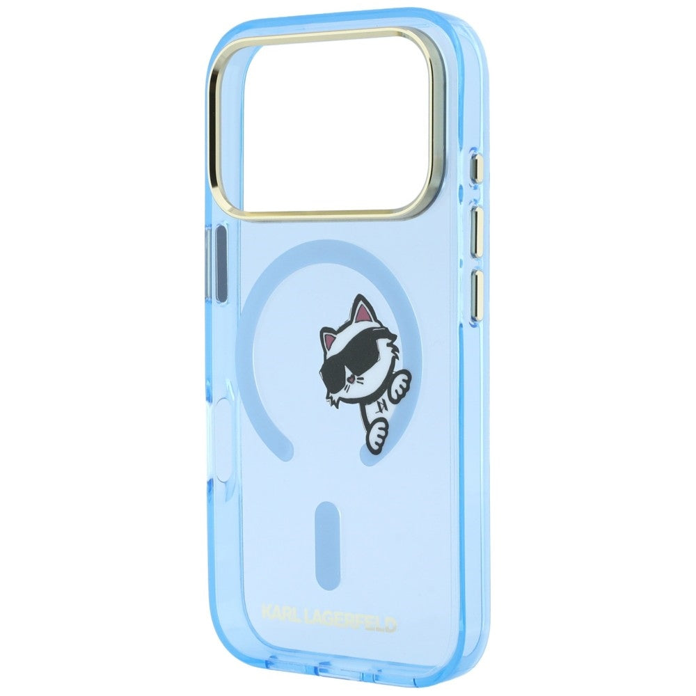 MagSafe-deksel for Apple iPhone 18 Pro / 17 Pro, Karl Lagerfeld, IML Peekaboo Print Metallramme, Blå