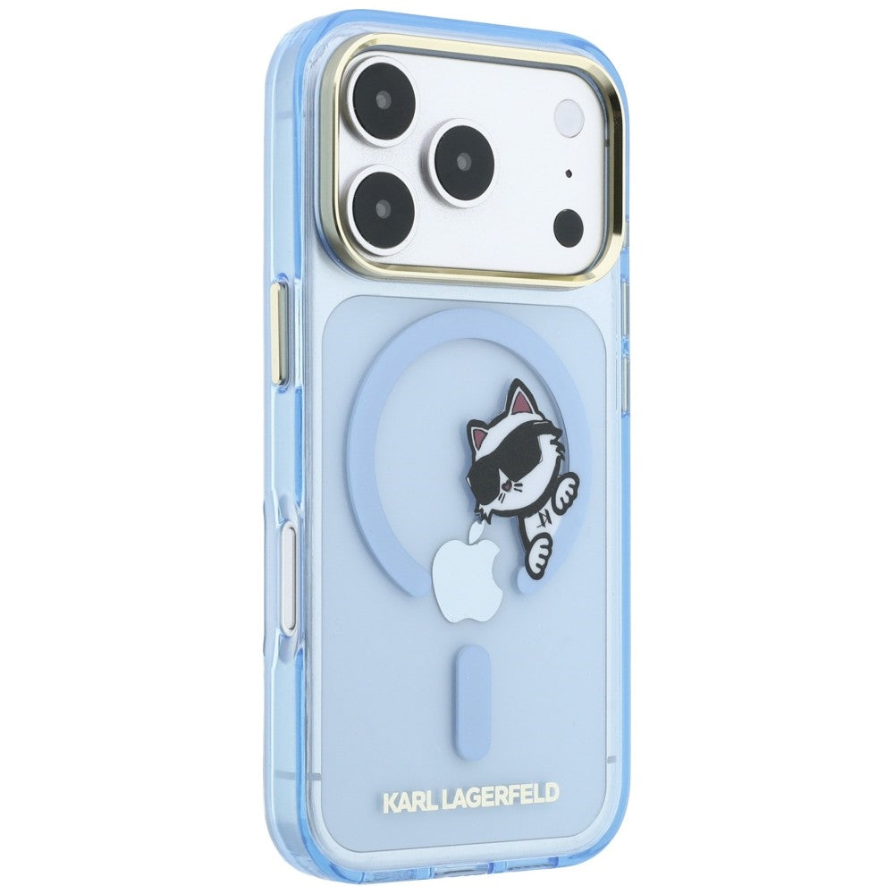 MagSafe-deksel for Apple iPhone 18 Pro / 17 Pro, Karl Lagerfeld, IML Peekaboo Print Metallramme, Blå