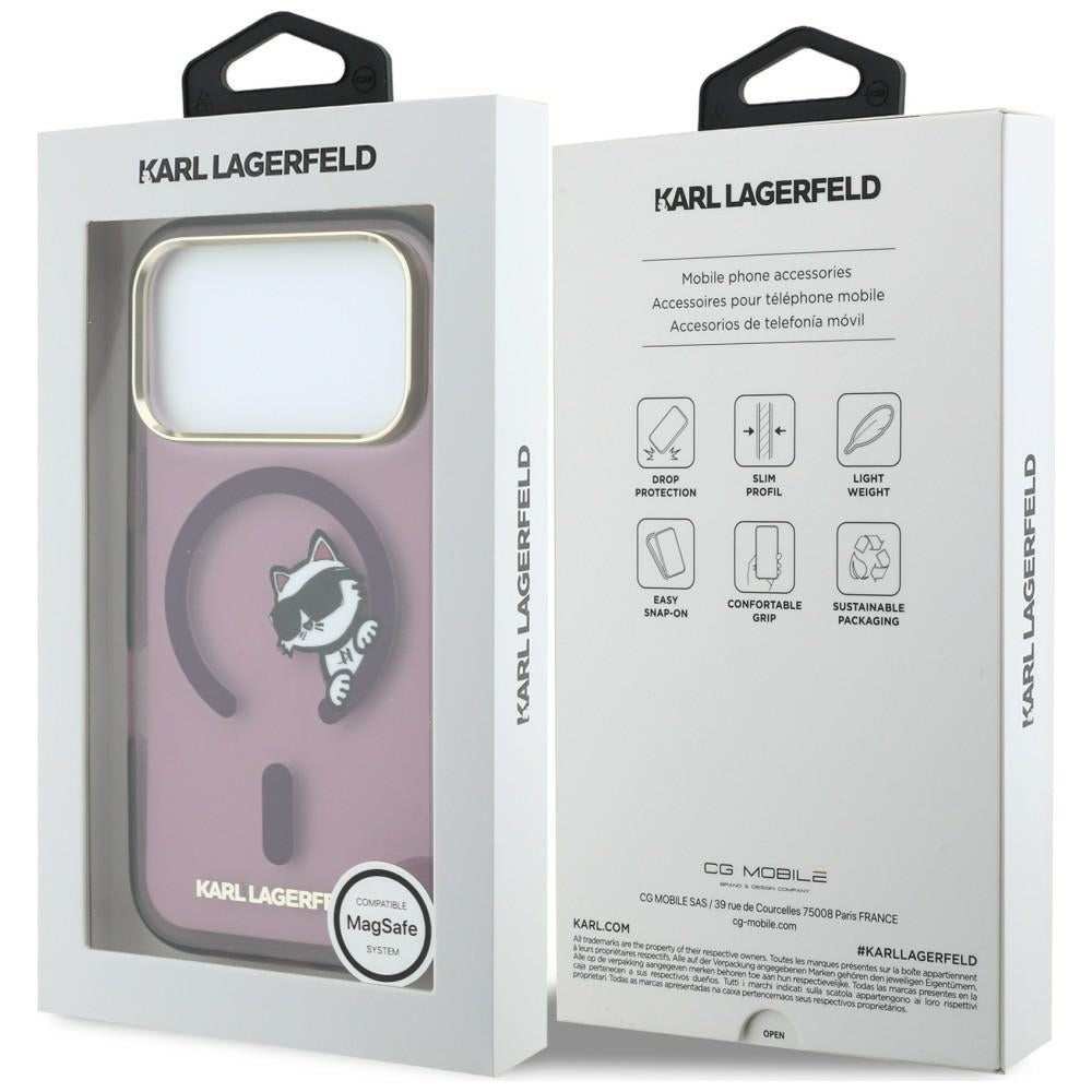 MagSafe-deksel til Apple iPhone 18 Pro / 17 Pro, Karl Lagerfeld, IML Peekaboo Print and Metal Frame, burgunderrød