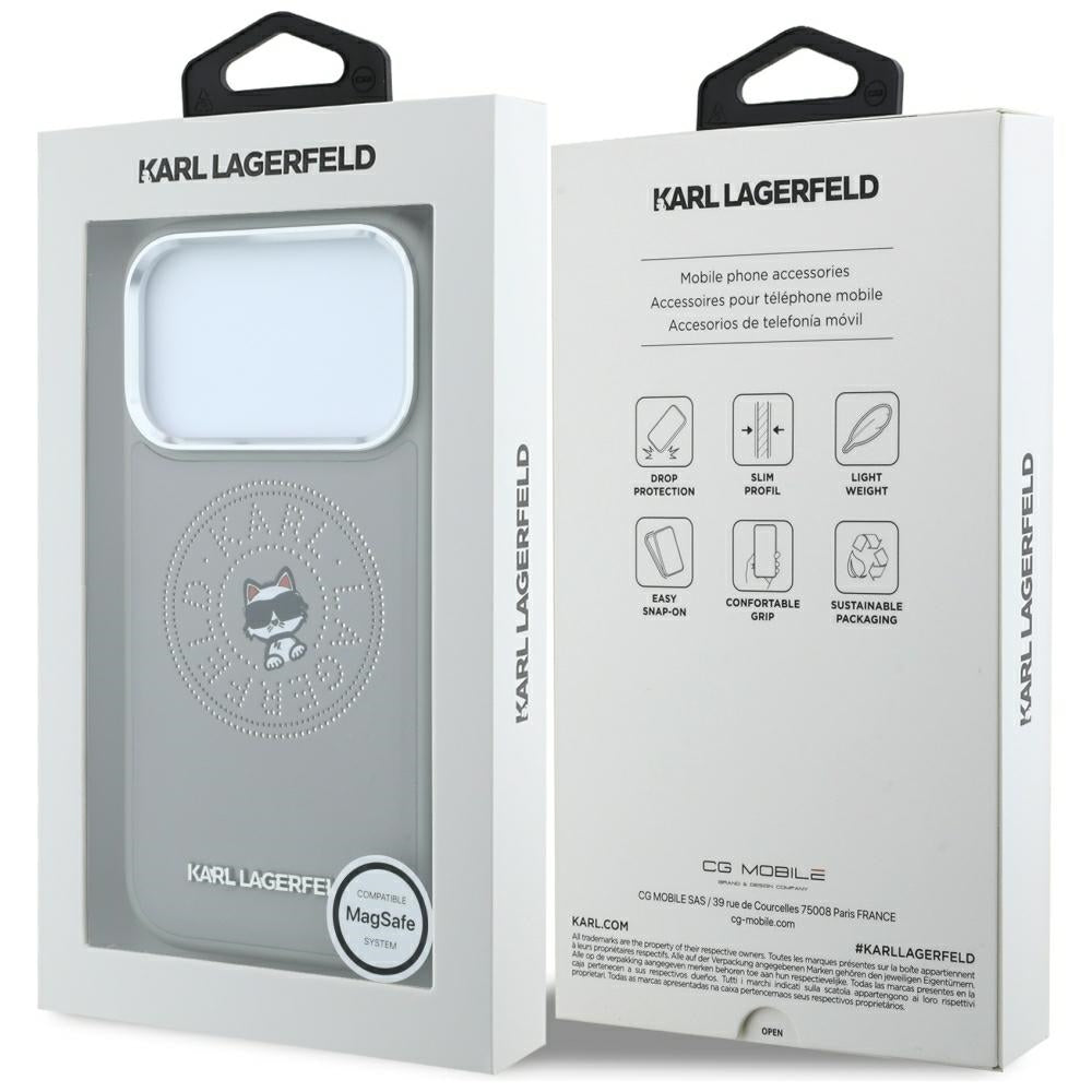 MagSafe-deksel for Apple iPhone 18 Pro / 17 Pro, Karl Lagerfeld, Point and Choupette Sketch, Grå