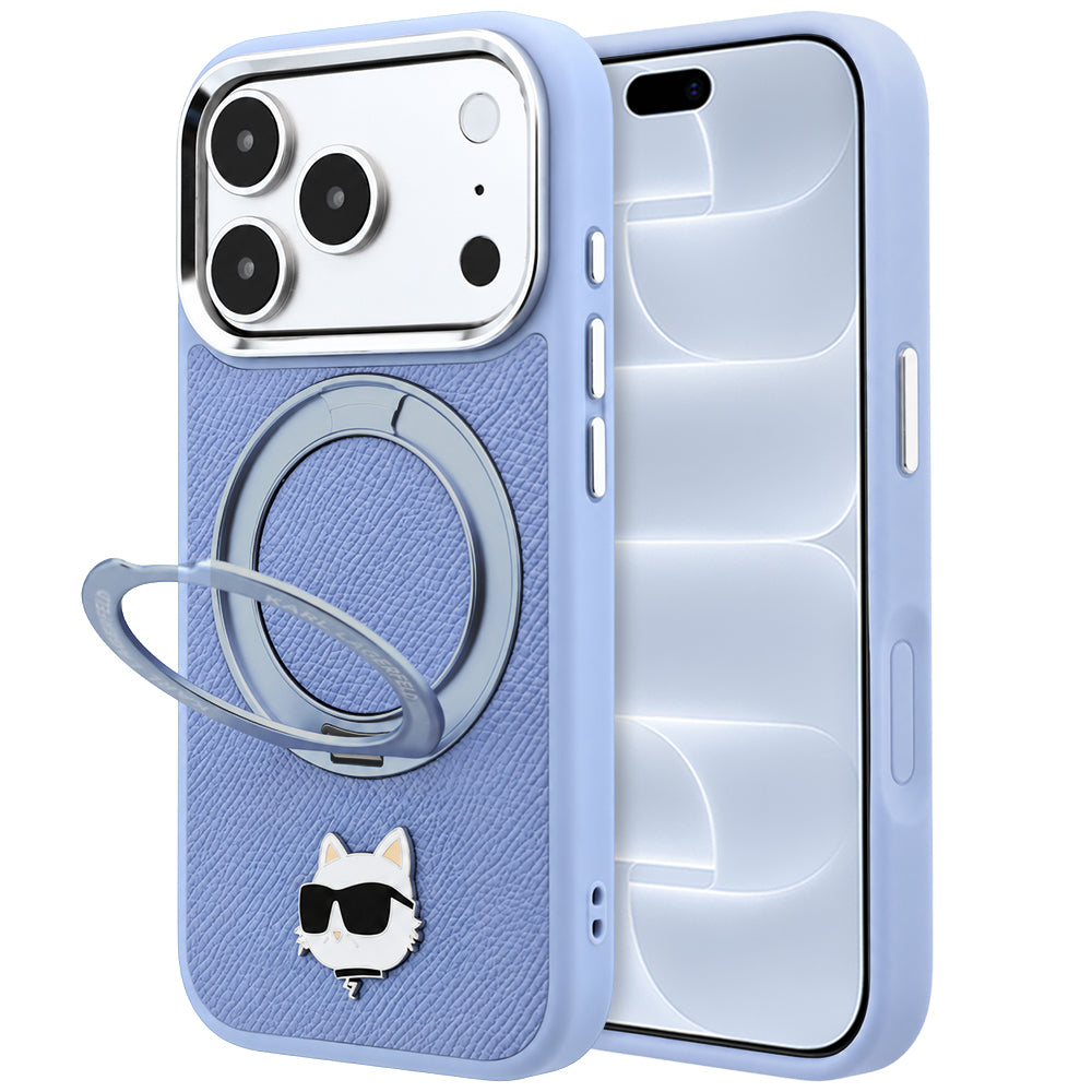 MagSafe-deksel for Apple iPhone 18 Pro / 17 Pro, Karl Lagerfeld, Ring Stand 360 Choupette Pin, Bleu