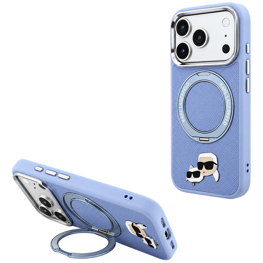 MagSafe-deksel for Apple iPhone 18 Pro / 17 Pro, Karl Lagerfeld, Ring Stand 360 Karl & Choupette Pin, Bleu