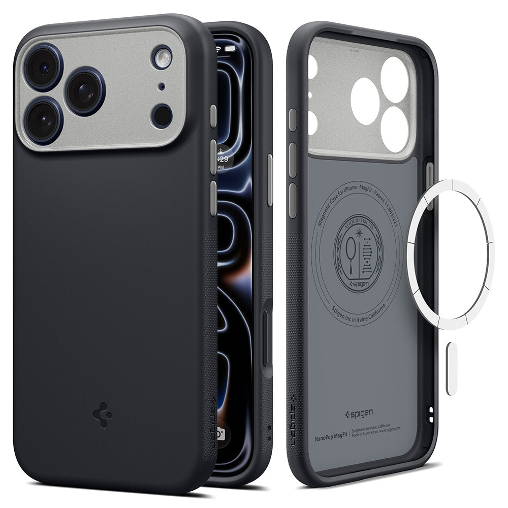 MagSafe-deksel for Apple iPhone 18 Pro / 17 Pro, Spigen, Caseology Nano Pop, svart ACS12177