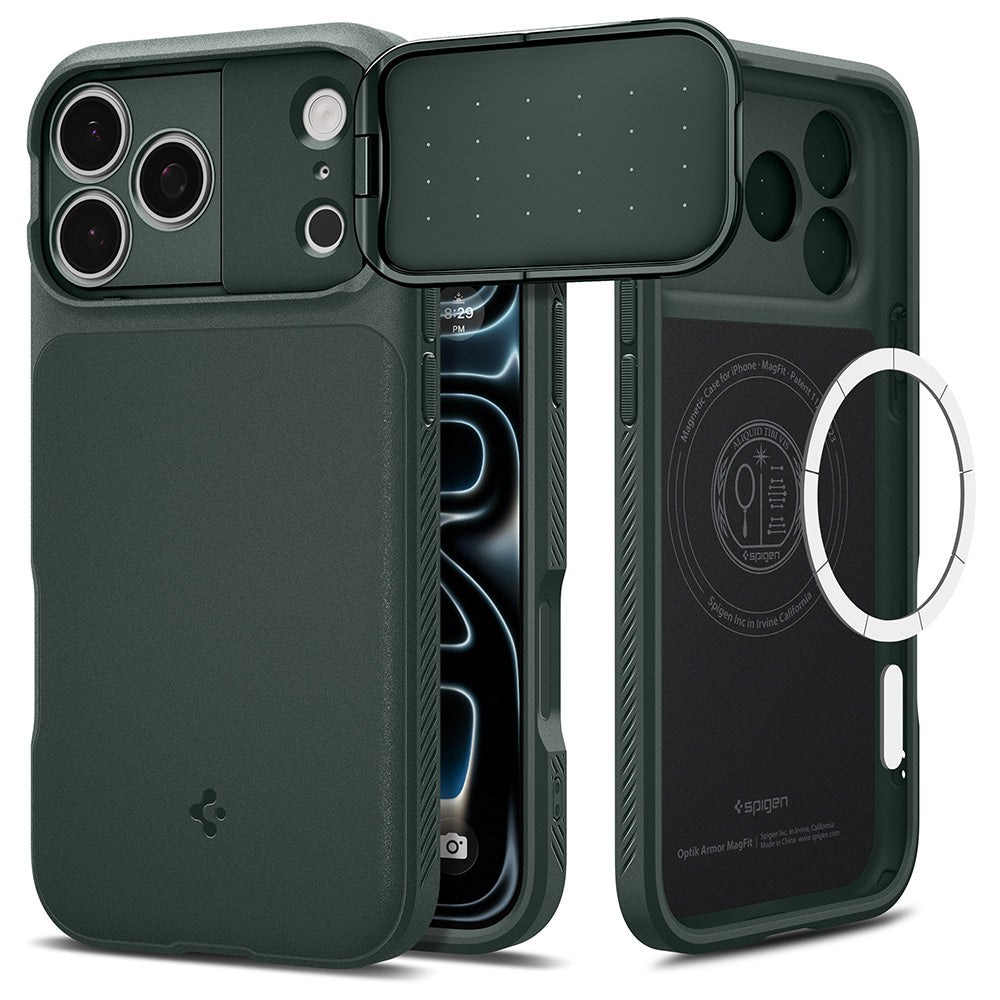 MagSafe-deksel for Apple iPhone 18 Pro / 17 Pro, Spigen, Optik Armor, Grønn ACS09954