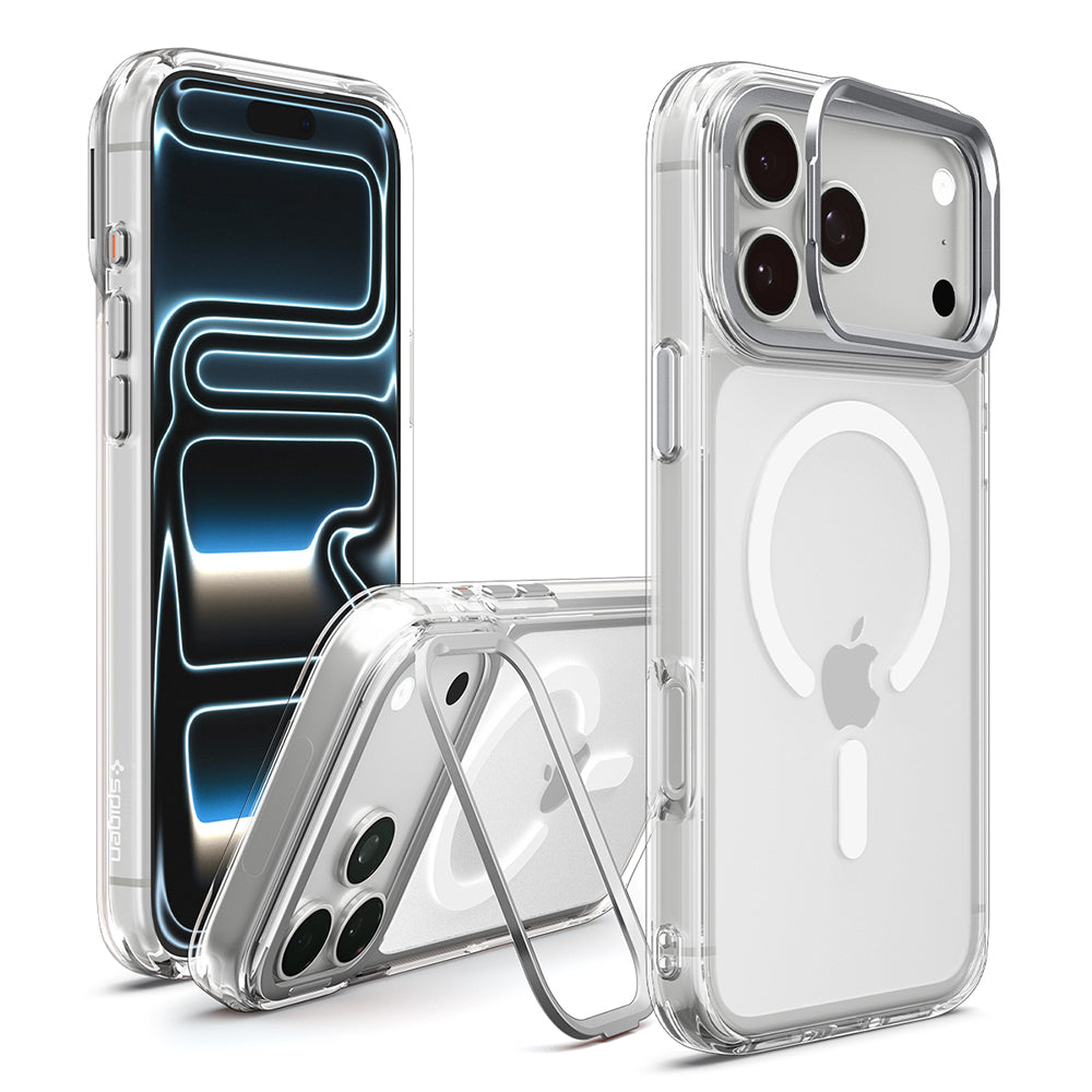 MagSafe-deksel for Apple iPhone 18 Pro / 17 Pro, Spigen, Ultra Hybrid Optik S, Sølv Transparent ACS11921