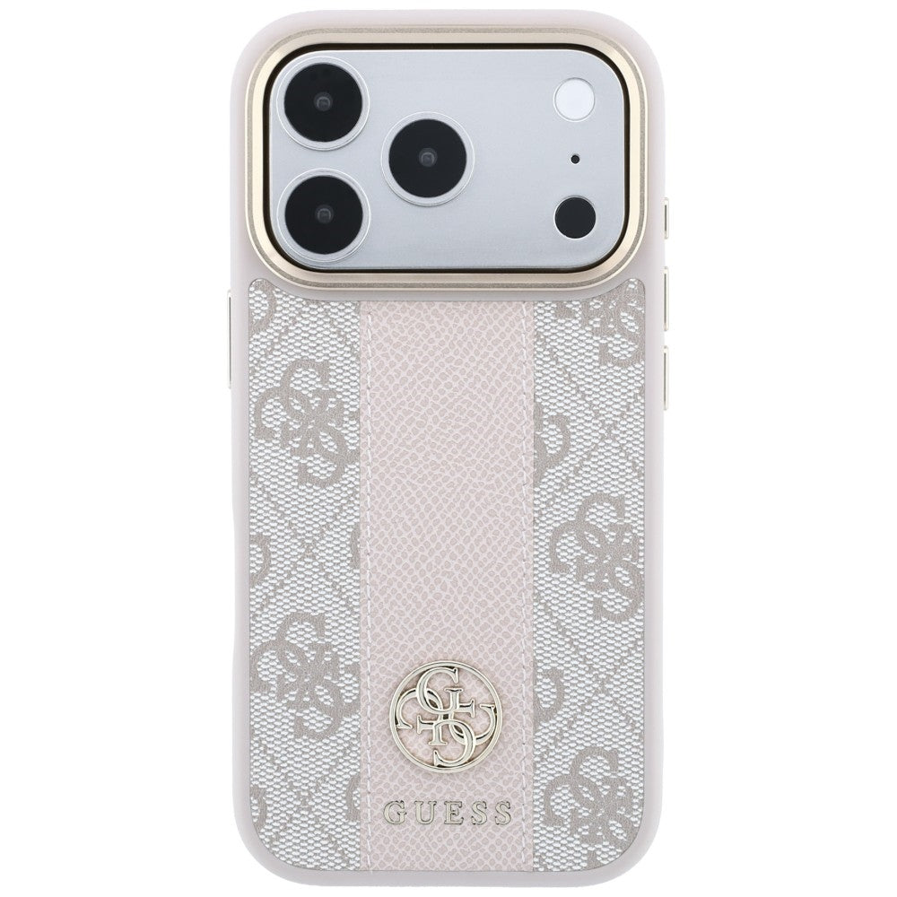 MagSafe-deksel for Apple iPhone 18 Pro Max / 17 Pro Max, Guess, 4G Stripe Round Classic Logo, Rosa