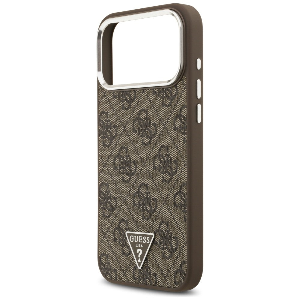 MagSafe-deksel for Apple iPhone 18 Pro Max / 17 Pro Max, Guess, 4G Triangle Logo, Brun Sølv