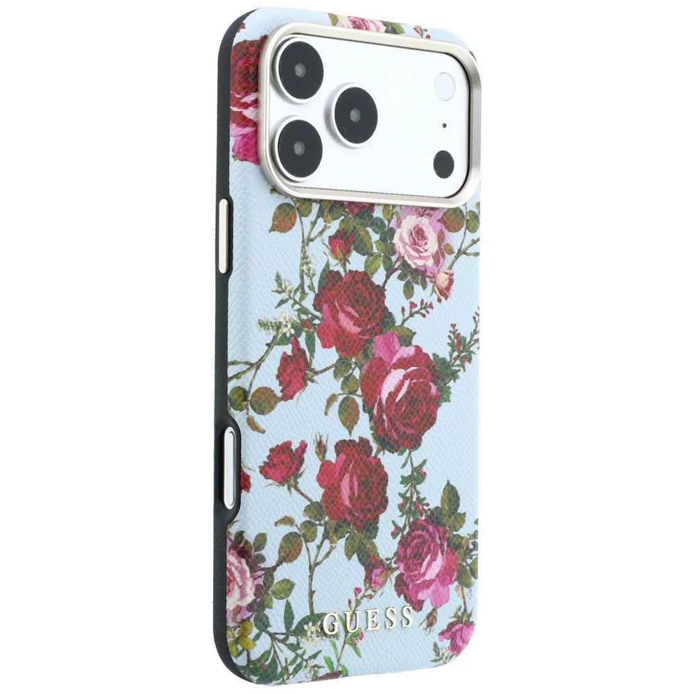 MagSafe-deksel til Apple iPhone 18 Pro Max / 17 Pro Max, Guess, Blossom Roses Print, blå