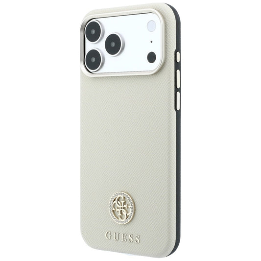 MagSafe-deksel for Apple iPhone 18 Pro Max / 17 Pro Max, Guess, Kornet Rund Strass-logo, Beige