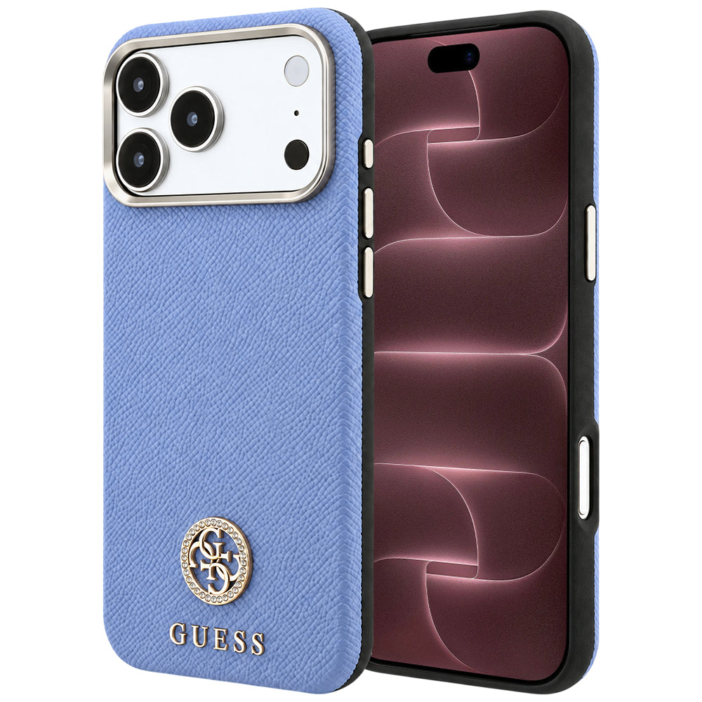 MagSafe-deksel for Apple iPhone 18 Pro Max / 17 Pro Max, Guess, Kornet Rund Strass-logo, Blå