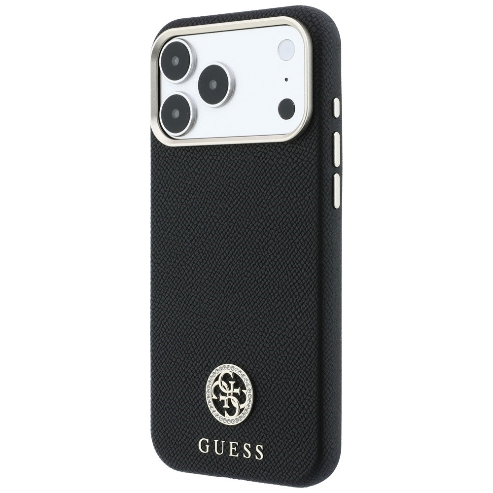 MagSafe-deksel for Apple iPhone 18 Pro Max / 17 Pro Max, Guess, Kornet Rund Strass-logo, Svart