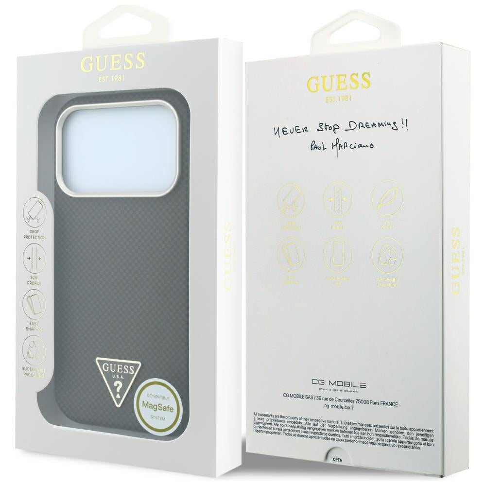 MagSafe-deksel for Apple iPhone 18 Pro Max / 17 Pro Max, Guess, Kevlar Triangle Logo, Brun