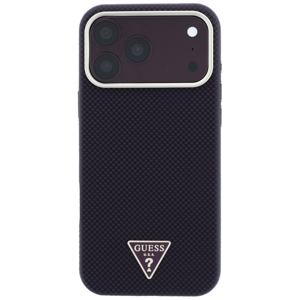 MagSafe-deksel for Apple iPhone 18 Pro Max / 17 Pro Max, Guess, Kevlar Triangle Logo, Burgunder