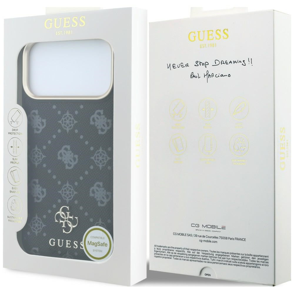 MagSafe-deksel for Apple iPhone 18 Pro Max / 17 Pro Max, Guess, Peony 4G Small Logo, Svart
