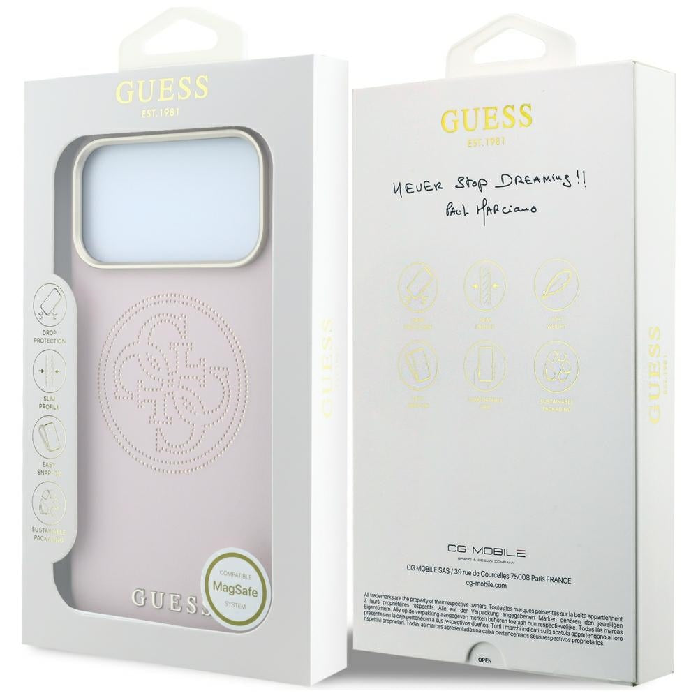 MagSafe-deksel for Apple iPhone 18 Pro Max / 17 Pro Max, Guess, Perforert 4G, Rosa