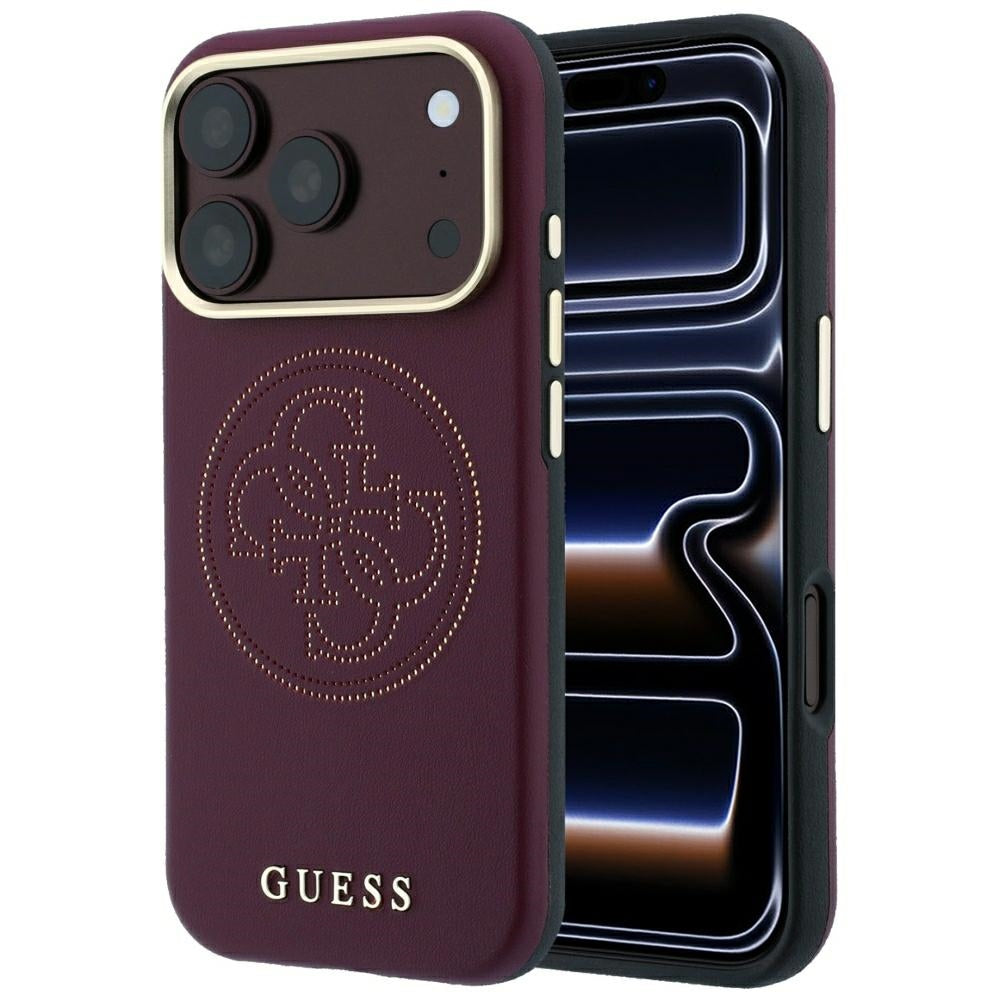 MagSafe-deksel for Apple iPhone 18 Pro Max / 17 Pro Max, Guess, Perforert 4G, Burgunder