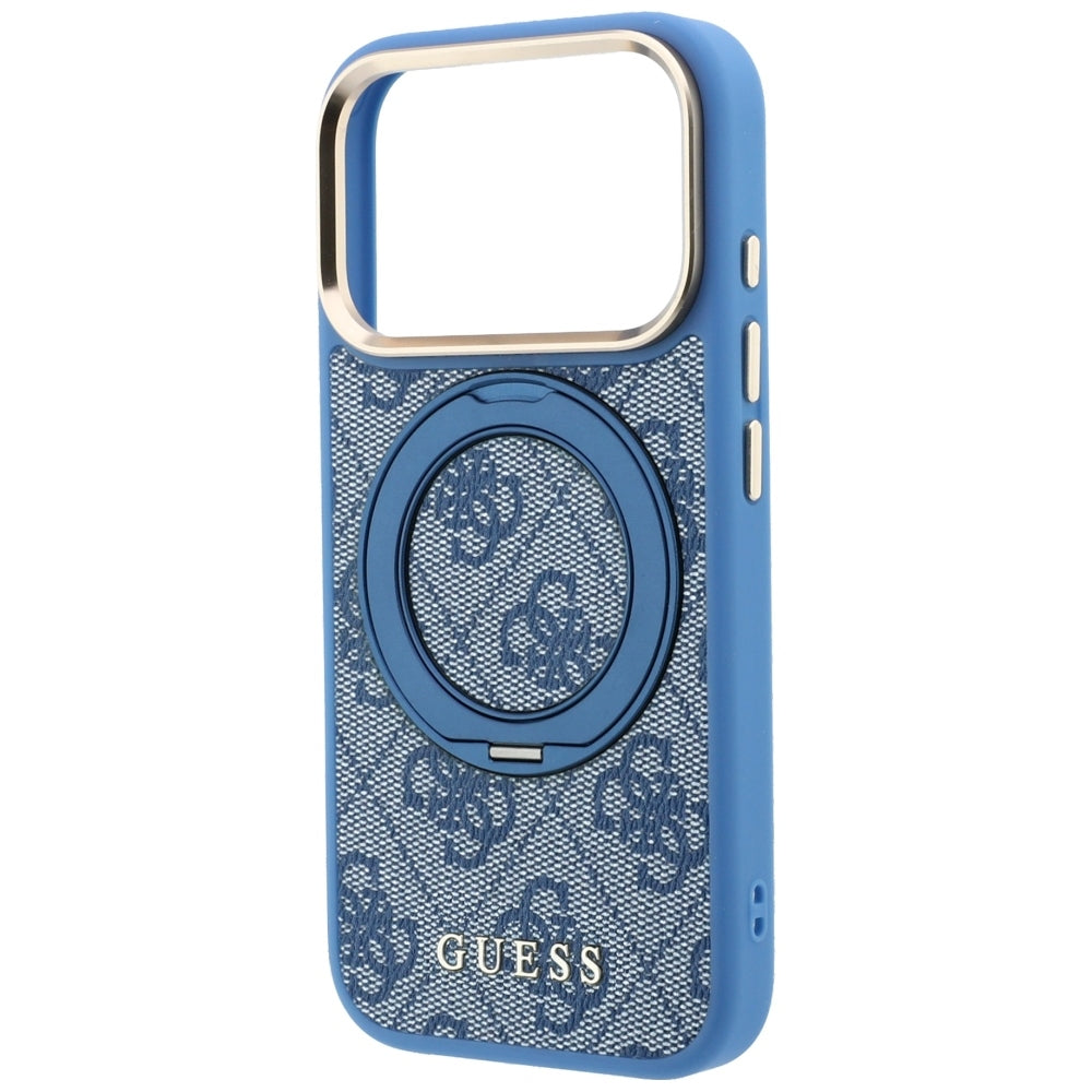 MagSafe-deksel for Apple iPhone 18 Pro Max / 17 Pro Max, Guess, Ring Stand 360 4G Classic Logo, Blå
