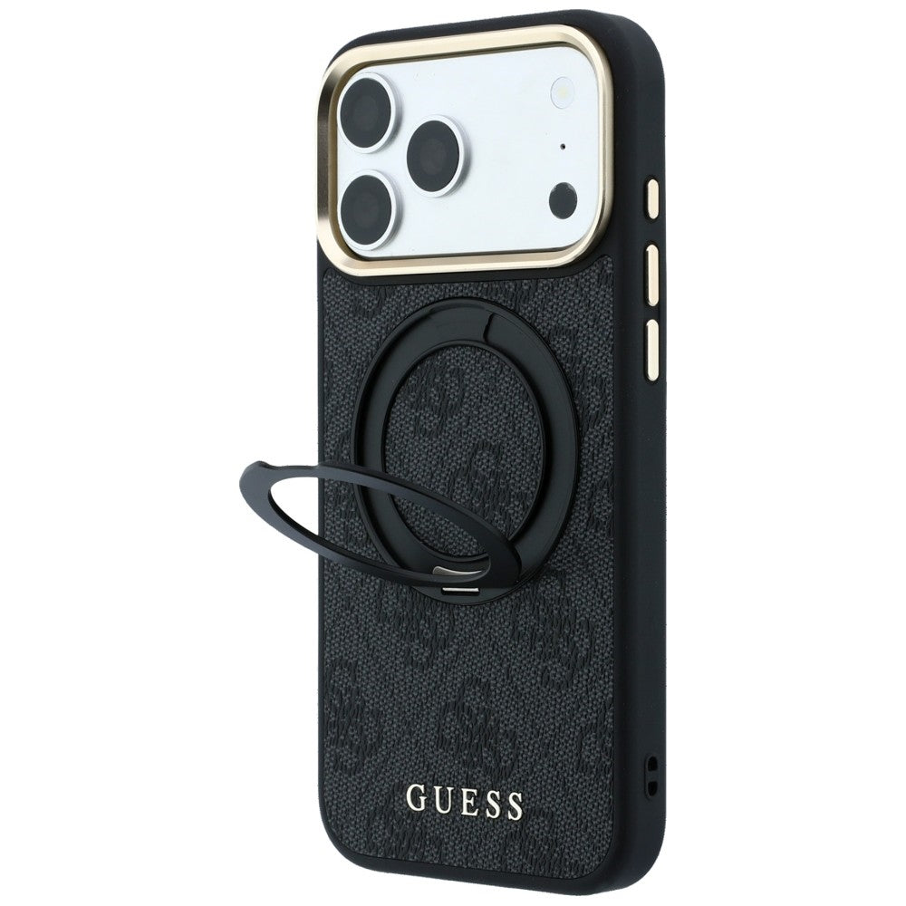 MagSafe-deksel for Apple iPhone 18 Pro Max / 17 Pro Max, Guess, Ring Stand Classic Logo, Svart