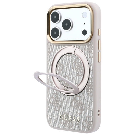 MagSafe-deksel for Apple iPhone 18 Pro Max / 17 Pro Max, Guess, Ring Stand Classic Logo, Rosa