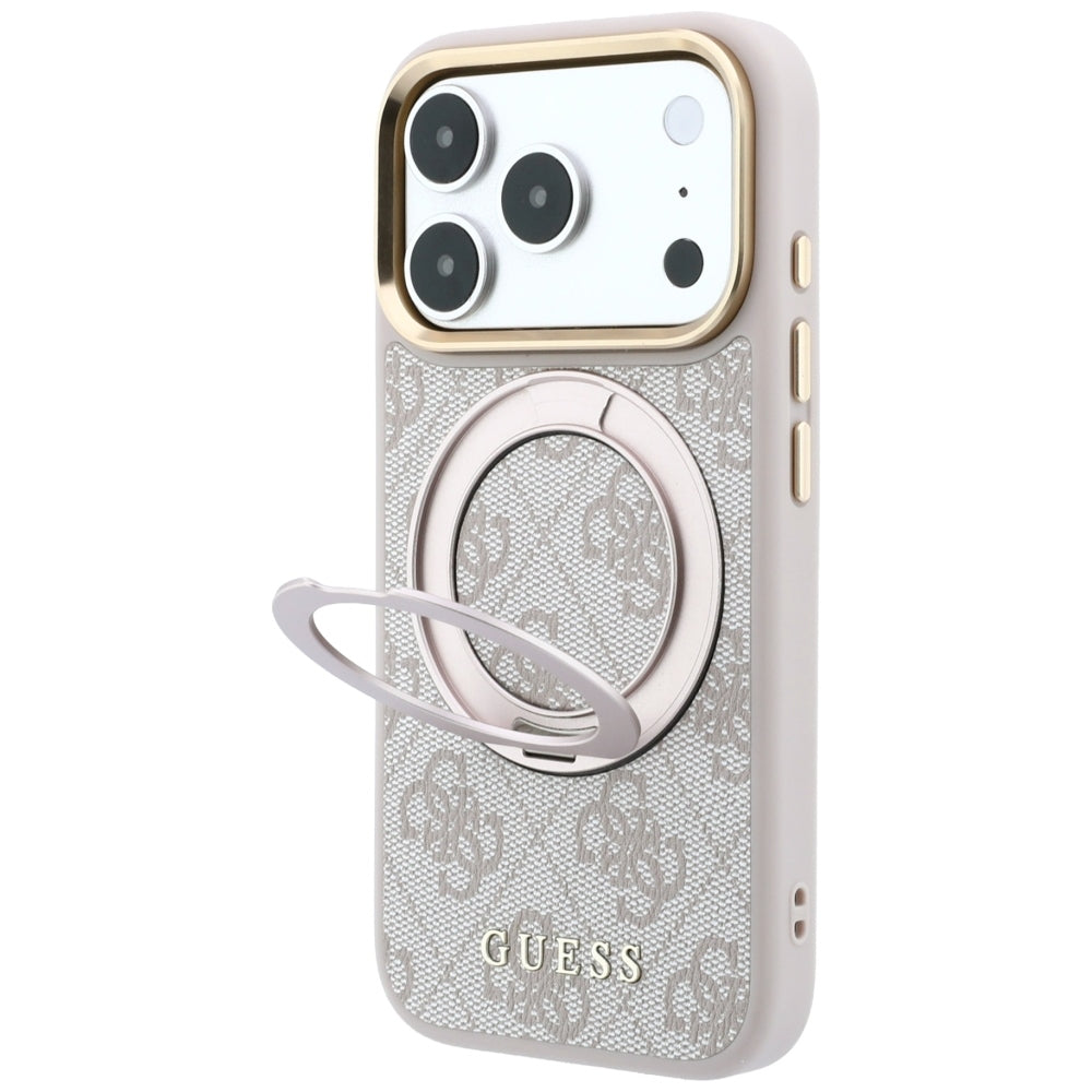 MagSafe-deksel for Apple iPhone 18 Pro Max / 17 Pro Max, Guess, Ring Stand Classic Logo, Rosa
