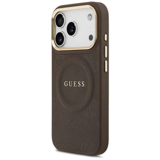 MagSafe-deksel til Apple iPhone 18 Pro Max / 17 Pro Max, Guess, Saffiano Peony Ring, brun