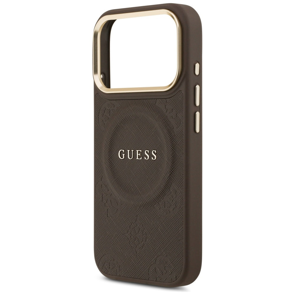 MagSafe-deksel til Apple iPhone 18 Pro Max / 17 Pro Max, Guess, Saffiano Peony Ring, brun