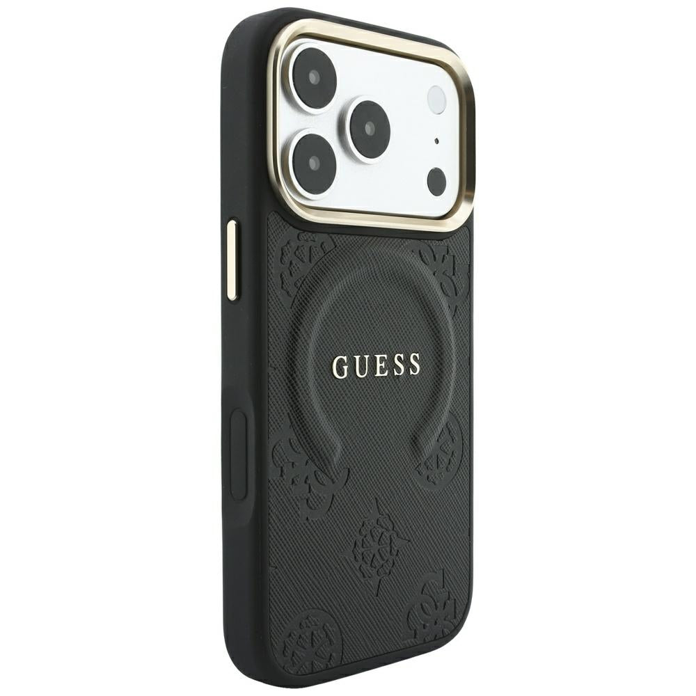 MagSafe-deksel for Apple iPhone 18 Pro Max / 17 Pro Max, Guess, Saffiano Peony Ring, svart