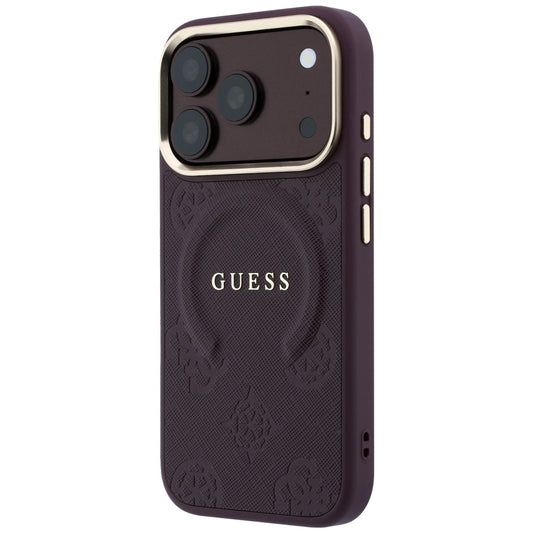 MagSafe-deksel for Apple iPhone 18 Pro Max / 17 Pro Max, Guess, Saffiano Peony Ring, Burgunder