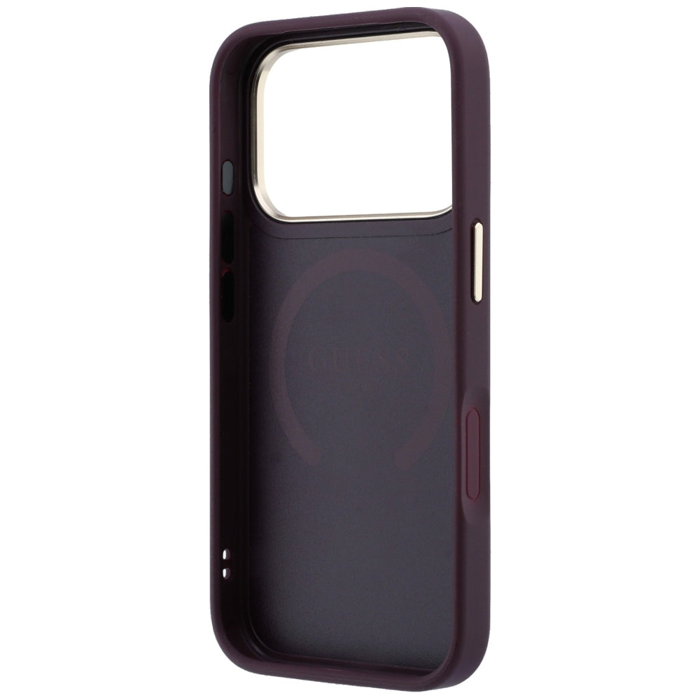MagSafe-deksel for Apple iPhone 18 Pro Max / 17 Pro Max, Guess, Saffiano Peony Ring, Burgunder