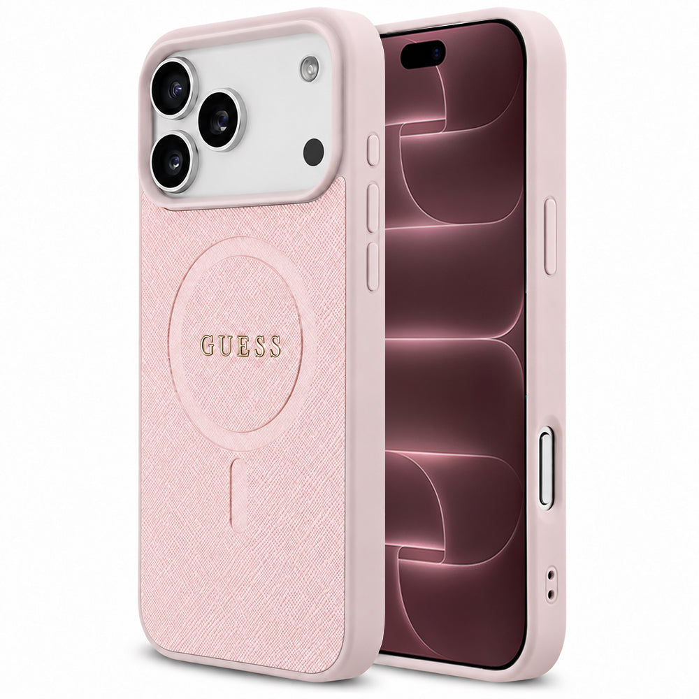 MagSafe-deksel for Apple iPhone 18 Pro Max / 17 Pro Max, Guess, Saffiano, Rosa