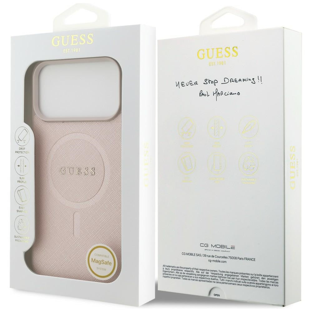 MagSafe-deksel for Apple iPhone 18 Pro Max / 17 Pro Max, Guess, Saffiano, Rosa