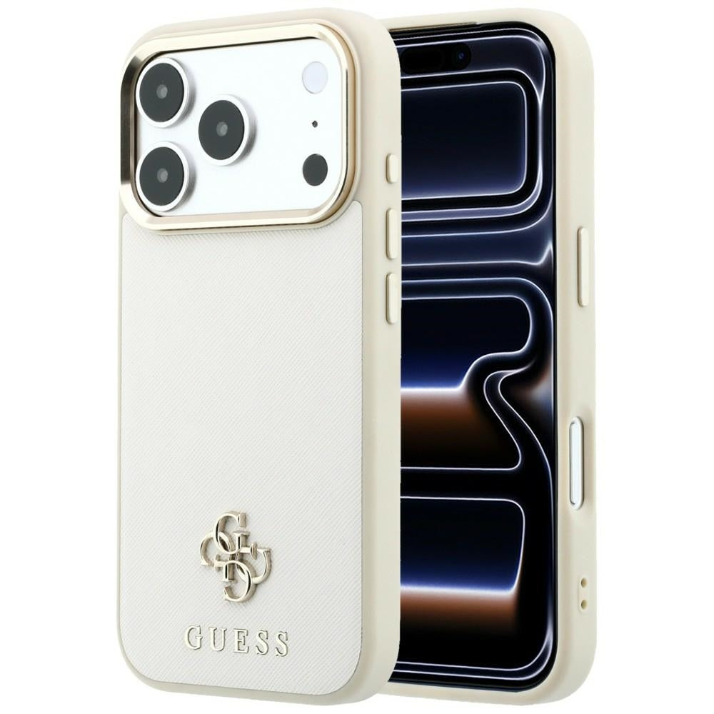 MagSafe-deksel for Apple iPhone 18 Pro Max / 17 Pro Max, Guess, Saffiano Small 4G Classic, Beige