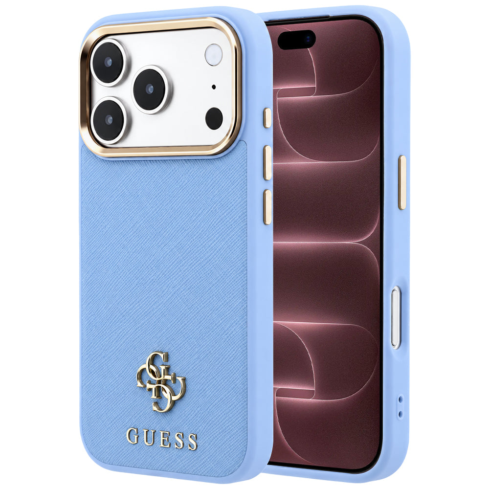 MagSafe-deksel for Apple iPhone 18 Pro Max / 17 Pro Max, Guess, Saffiano Small 4G Classic, Bleu